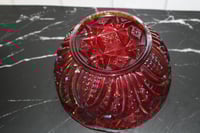 Image 6 of Vintage Red Carnival Glass Bowl Iridescent Starburst Pattern