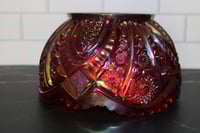 Image 7 of Vintage Red Carnival Glass Bowl Iridescent Starburst Pattern