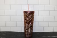 Image 2 of Starbucks Rose Gold Jeweled Venti Tumbler 24oz Metallic Cold Cup