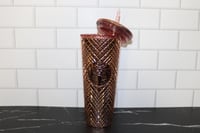 Image 3 of Starbucks Rose Gold Jeweled Venti Tumbler 24oz Metallic Cold Cup