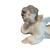 Image 2 of Lladro Angel Cherub Lying Down #4541 Glossy Porcelain Spain