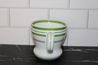 Image 2 of Starbucks 2007 White Coffee Mug Green Band Blue Stripes 12oz