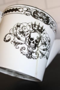 Image 4 of Grace Teaware Skull Teapot Gothic Black White Gold Trim Porcelain