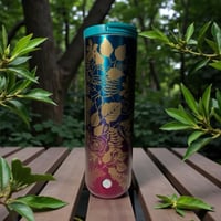 Image 6 of Starbucks Fall Teal Berry Rose Stainless Steel Insulated Tumbler Floral Gold