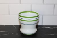 Image 4 of Starbucks 2007 White Coffee Mug Green Band Blue Stripes 12oz