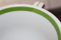 Image 5 of Starbucks 2007 White Coffee Mug Green Band Blue Stripes 12oz