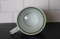 Image 6 of Starbucks 2007 White Coffee Mug Green Band Blue Stripes 12oz