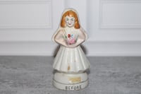Image 1 of Vintage Before and After Salt and Pepper Shakers Woman Figurine Japan