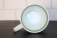 Image 7 of Starbucks 2007 White Coffee Mug Green Band Blue Stripes 12oz