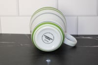 Image 8 of Starbucks 2007 White Coffee Mug Green Band Blue Stripes 12oz