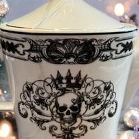 Image 10 of Grace Teaware Skull Teapot Gothic Black White Gold Trim Porcelain