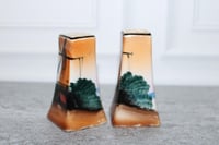 Image 2 of Vintage Japanese Luster Porcelain Salt &amp; Pepper Shakers Windmill Orange Pink