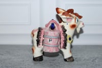 Image 3 of Vintage Donkey Salt and Pepper Shaker Set 1960s Ceramic Mule Pink Saddle Farm Decor