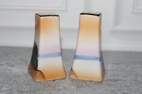 Image 4 of Vintage Japanese Luster Porcelain Salt &amp; Pepper Shakers Windmill Orange Pink