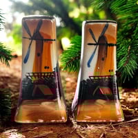 Image 6 of Vintage Japanese Luster Porcelain Salt &amp; Pepper Shakers Windmill Orange Pink