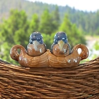 Image 8 of Vtg Porcelain Lusterware Birds Swan Base Hand Paint Japan Salt &amp; Pepper Shakers
