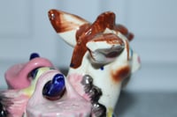 Image 8 of Vintage Donkey Salt and Pepper Shaker Set 1960s Ceramic Mule Pink Saddle Farm Decor
