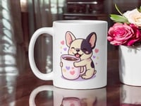 Image 1 of Powered By Coffee and My Frenchie Mug Funny French Bulldog Cup