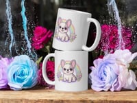 Image 2 of Pastel Rainbow French Bulldog Ceramic Mug – Spring Dog Lover Gift