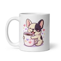 Image 3 of Powered By Coffee and My Frenchie Mug Funny French Bulldog Cup