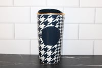 Image 1 of Starbucks Navy Gold Houndstooth Ceramic Tumbler 12oz