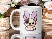 Image 1 of French Bulldog Easter Mug with Bunny Ears – Ceramic Coffee Cup
