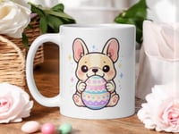 Image 1 of Kawaii French Bulldog Easter Mug: Pastel Egg Coffee Cup for Dog Lovers