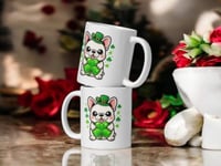 Image 2 of Kawaii French Bulldog Shamrock Mug: St. Patrick's Day Dog Lover Coffee Cup