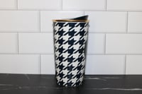 Image 4 of Starbucks Navy Gold Houndstooth Ceramic Tumbler 12oz