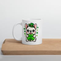 Image 3 of Kawaii French Bulldog Shamrock Mug: St. Patrick's Day Dog Lover Coffee Cup
