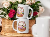 Image 2 of Easter Bunny Basket Mug: Kawaii Spring Coffee Cup with Pastel Eggs