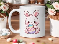 Image 1 of Easter Bunny Mug with Pastel Egg – Kawaii Spring Coffee Cup