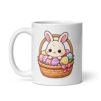 Image 3 of Easter Bunny Basket Mug: Kawaii Spring Coffee Cup with Pastel Eggs