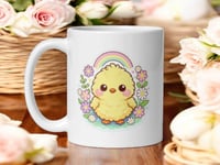 Image 1 of Pastel Rainbow Chick Mug: Kawaii Easter Coffee Cup, Spring Ceramic Drinkware
