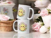 Image 2 of Pastel Rainbow Chick Mug: Kawaii Easter Coffee Cup, Spring Ceramic Drinkware