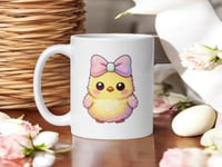 Image 1 of Pastel Bow Chick Easter Mug – Kawaii Spring Coffee Cup