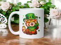 Image 1 of Kawaii Leprechaun Red Panda St Patrick's Day Ceramic Mug