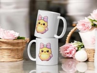 Image 2 of Pastel Bow Chick Easter Mug – Kawaii Spring Coffee Cup