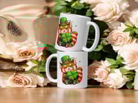 Image 2 of Red Panda Shamrock Mug: Kawaii St. Patrick's Day Ceramic Coffee Cup