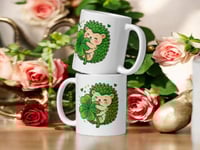 Image 2 of Hedgehog Four Leaf Clover Ceramic Mug – Lucky Charm Coffee Cup