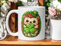 Image 1 of Kawaii Hedgehog Shamrock Mug: St. Patrick's Day Coffee Cup