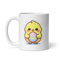 Image 3 of Kawaii Chick Holding Easter Egg Mug – Spring Coffee Cup