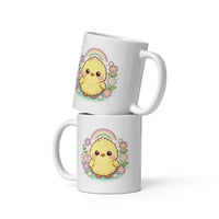 Image 4 of Pastel Rainbow Chick Mug: Kawaii Easter Coffee Cup, Spring Ceramic Drinkware