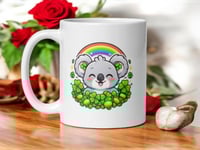 Image 1 of Kawaii Koala St. Patrick's Day Mug: Rainbow Shamrock Coffee Cup