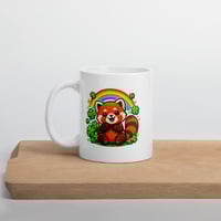 Image 3 of Kawaii Red Panda St. Patrick's Day Mug – Rainbow Shamrock Coffee Cup