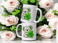 Image 2 of Koala Four Leaf Clover Ceramic Mug – Lucky Charm Coffee Cup
