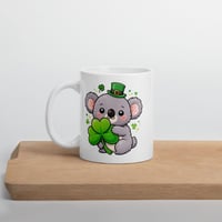 Image 3 of Kawaii Koala Shamrock Mug: St. Patrick's Day Coffee Cup for Koala Lovers