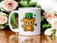 Image 1 of Kawaii Leprechaun Teddy Bear St. Patrick's Day Mug – Ceramic Coffee Cup