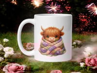 Image 1 of Stars Stripes and Snuggles Highland Cow Patriotic Coffee Mug