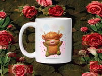Image 1 of Land of the Free and Fluffy Highland Cow Patriotic Mug
